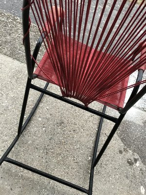 Vintage Plastic and String Rocking Chair, 1960s-OXJ-1726459