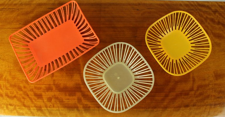 Vintage Plastic Baskets, Czechoslovakia, 1960s, Set of 3-UL-1742142