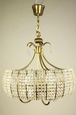 Vintage Plastic Crystal and Brass Chandelier, 1960s-FUP-573969