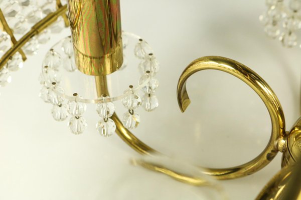 Vintage Plastic Crystal and Brass Chandelier, 1960s-FUP-573969