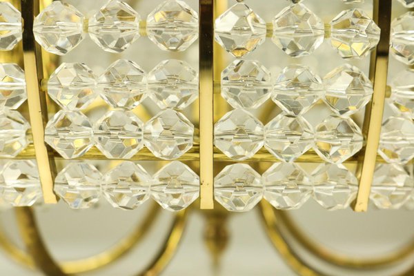 Vintage Plastic Crystal and Brass Chandelier, 1960s-FUP-573969