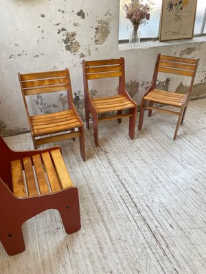 Vintage Plywood Chairs, 1980s, Set of 4-LCU-2024748