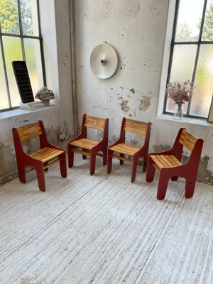 Vintage Plywood Chairs, 1980s, Set of 4-LCU-2024748