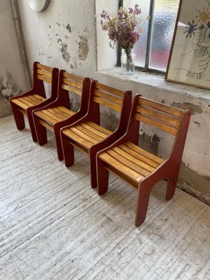 Vintage Plywood Chairs, 1980s, Set of 4-LCU-2024748