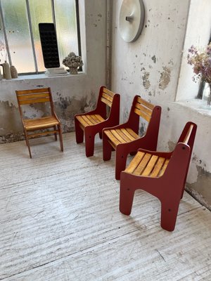 Vintage Plywood Chairs, 1980s, Set of 4-LCU-2024748