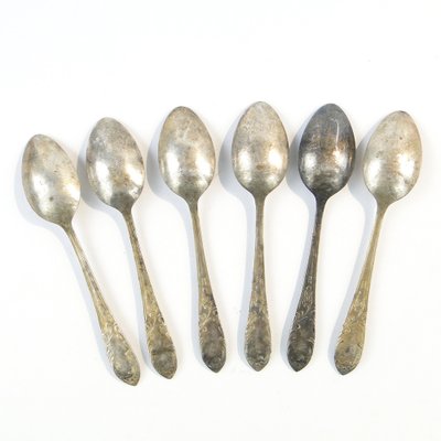 Vintage Polish Brass Mocca Spoons, 1950s, Set of 6-BKO-1799011