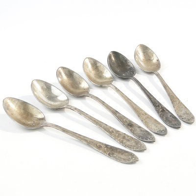 Vintage Polish Brass Mocca Spoons, 1950s, Set of 6-BKO-1799011