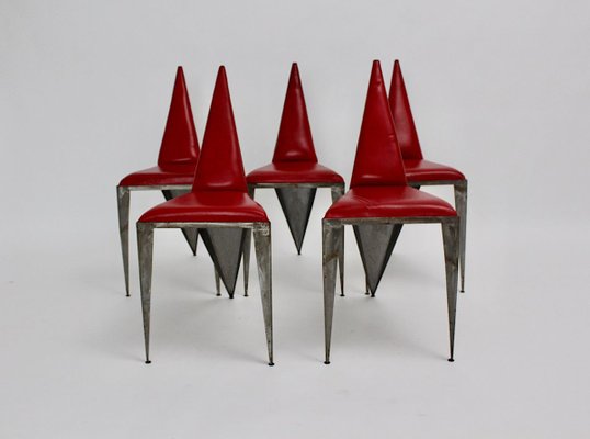 Vintage Pop Art Iron Chairs, 1960s, Set of 5-NB-764702