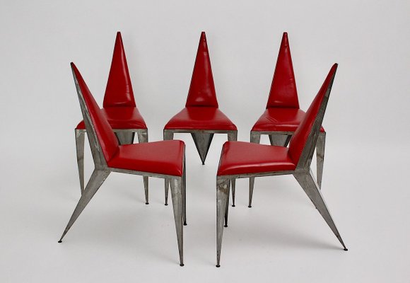 Vintage Pop Art Iron Chairs, 1960s, Set of 5-NB-764702