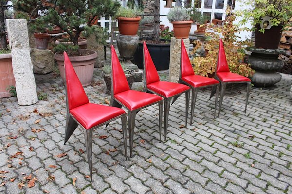 Vintage Pop Art Iron Chairs, 1960s, Set of 5-NB-764702