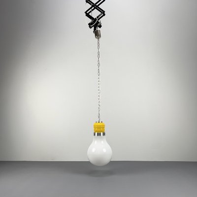 Vintage Pop Art Pendant Lamp in Yellow-White Glass, 1970s-VQG-1764463