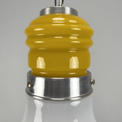 Vintage Pop Art Pendant Lamp in Yellow-White Glass, 1970s-VQG-1764463