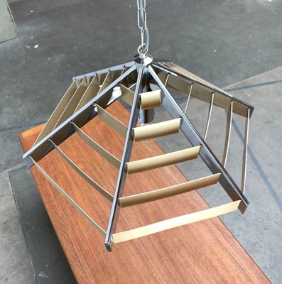 Vintage Postmodern Geometric Lamellar Pendant Lamp, 1980s-UAH-1447337