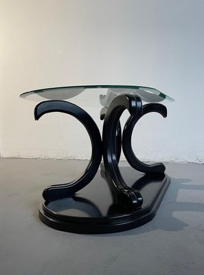 Vintage Postmodern Italian Coffee Table in Black Lacquered Wood & Glass, 1980s-EHE-1396274