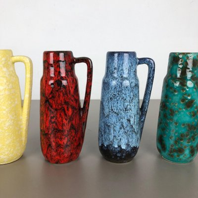 Vintage Pottery Fat Lava 275-20 Vases from Scheurich, Germany, 1970s, Set of 4-QZ-1052958