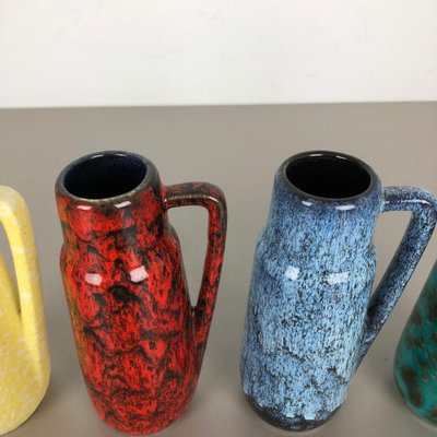 Vintage Pottery Fat Lava 275-20 Vases from Scheurich, Germany, 1970s, Set of 4-QZ-1052958