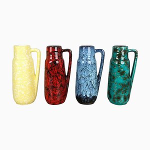 Vintage Pottery Fat Lava 275-20 Vases from Scheurich, Germany, 1970s, Set of 4-QZ-1052958