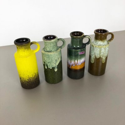 Vintage Pottery Fat Lava 401-20 Vases from Scheurich, Germany, 1970s, Set of 4-QZ-1053094