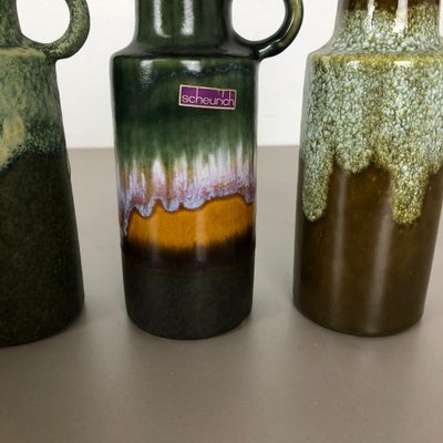 Vintage Pottery Fat Lava 401-20 Vases from Scheurich, Germany, 1970s, Set of 4-QZ-1053094