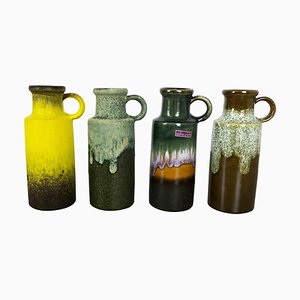 Vintage Pottery Fat Lava 401-20 Vases from Scheurich, Germany, 1970s, Set of 4-QZ-1053094