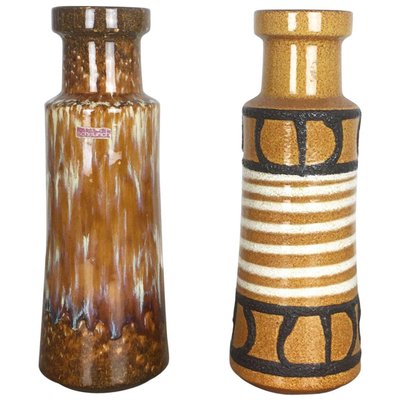 Vintage Pottery Fat Lava Glazed Vases from Scheurich, Germany, 1970s, Set of 2-QZ-1111595