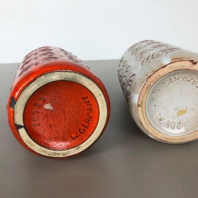 Vintage Pottery Fat Lava Onion Vases from Scheurich, Germany, Set of 2-QZ-1052946