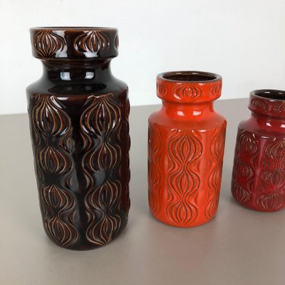 Vintage Pottery Fat Lava Onion Vases from Scheurich, Germany, Set of 3-QZ-1052956