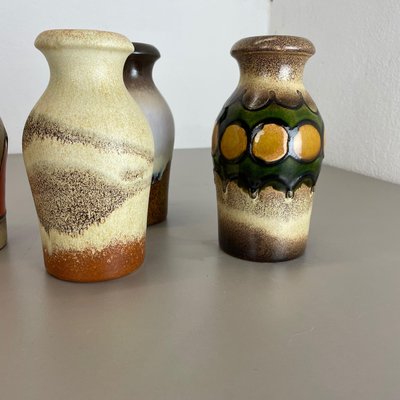 Vintage Pottery Fat Lava Vases from Scheurich, Germany, 1970s, Set of 4-QZ-1109919