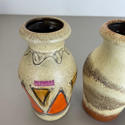 Vintage Pottery Fat Lava Vases from Scheurich, Germany, 1970s, Set of 4-QZ-1109919