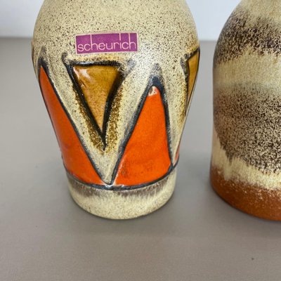 Vintage Pottery Fat Lava Vases from Scheurich, Germany, 1970s, Set of 4-QZ-1109919