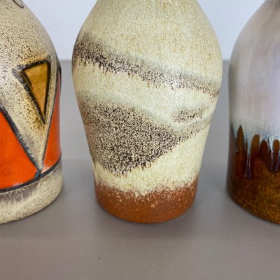 Vintage Pottery Fat Lava Vases from Scheurich, Germany, 1970s, Set of 4-QZ-1109919