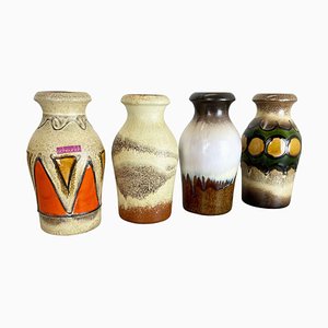 Vintage Pottery Fat Lava Vases from Scheurich, Germany, 1970s, Set of 4-QZ-1109919