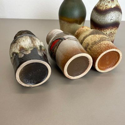 Vintage Pottery Fat Lava Vases from Scheurich, Germany, 1970s, Set of 5-QZ-1149909