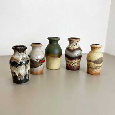 Vintage Pottery Fat Lava Vases from Scheurich, Germany, 1970s, Set of 5-QZ-1149909