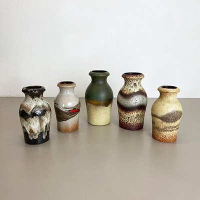 Vintage Pottery Fat Lava Vases from Scheurich, Germany, 1970s, Set of 5-QZ-1149909