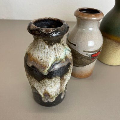 Vintage Pottery Fat Lava Vases from Scheurich, Germany, 1970s, Set of 5-QZ-1149909