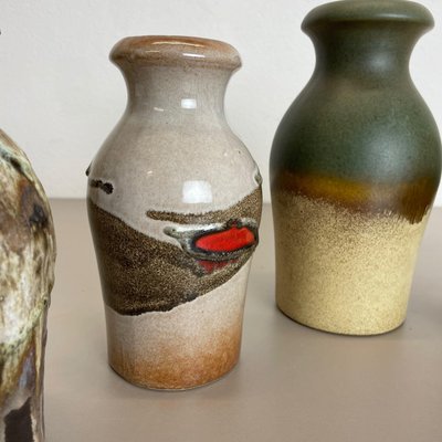 Vintage Pottery Fat Lava Vases from Scheurich, Germany, 1970s, Set of 5-QZ-1149909