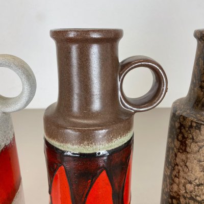 Vintage Pottery Fat Lava Vases Made from Scheurich, Germany, 1970s, Set of 4-QZ-1217696