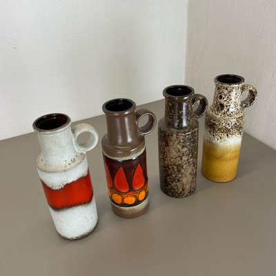 Vintage Pottery Fat Lava Vases Made from Scheurich, Germany, 1970s, Set of 4-QZ-1217696