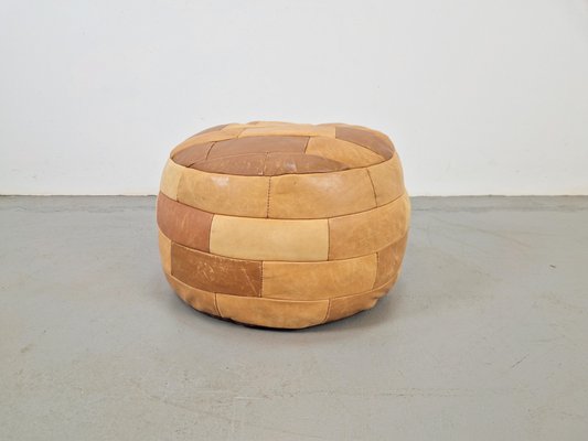 Vintage Pouf in Cognac Brown Leather, 1970s-AXJ-2043127