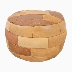 Vintage Pouf in Cognac Brown Leather, 1970s-AXJ-2043127