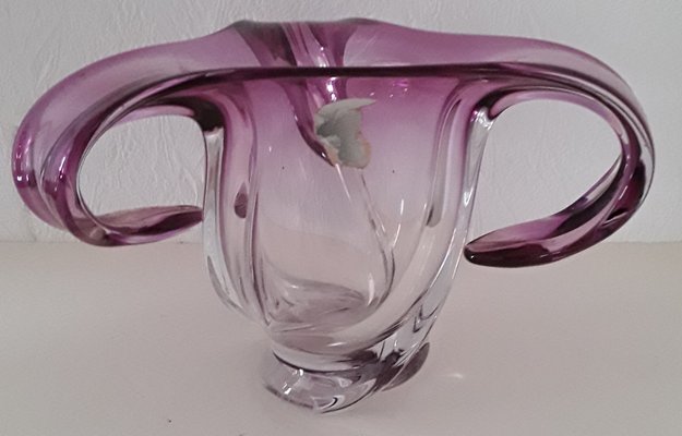 Vintage Purple Tinted Crystal Glass Vase from the House of Val Saint Lambert, 1970s-HOI-997608