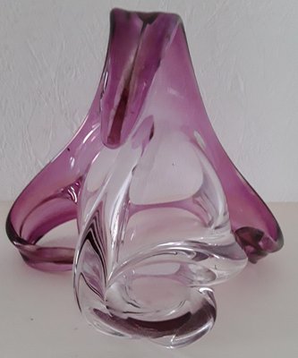 Vintage Purple Tinted Crystal Glass Vase from the House of Val Saint Lambert, 1970s-HOI-997608