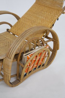 Vintage Rattan and Bamboo Armchair with Magazine Holder-RCE-1325681