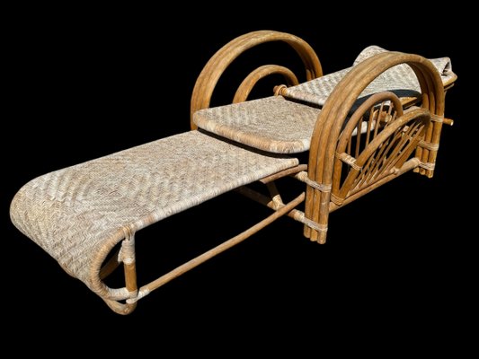 Vintage Rattan and Bamboo Lounge Chair with Magazine Holder, Italy, 1960-SDV-2018519