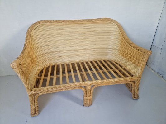 Vintage Rattan and Bamboo Sofa, 1980s-DGW-2040206