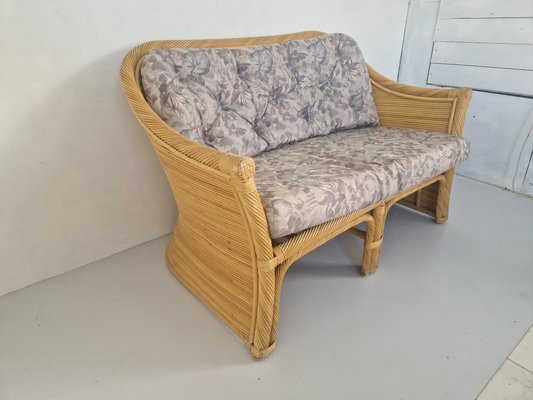 Vintage Rattan and Bamboo Sofa, 1980s-DGW-2040206