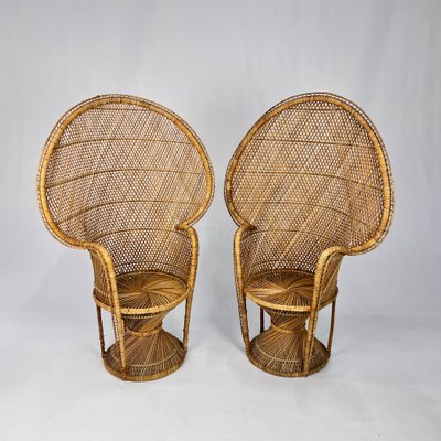 Vintage Rattan and Wicker Peacock Chairs, 1970s, Set of 2-RMX-1792877