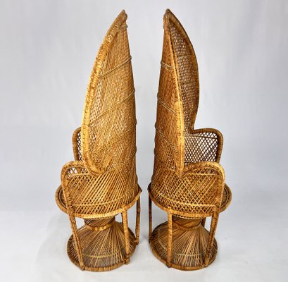 Vintage Rattan and Wicker Peacock Chairs, 1970s, Set of 2-RMX-1792877