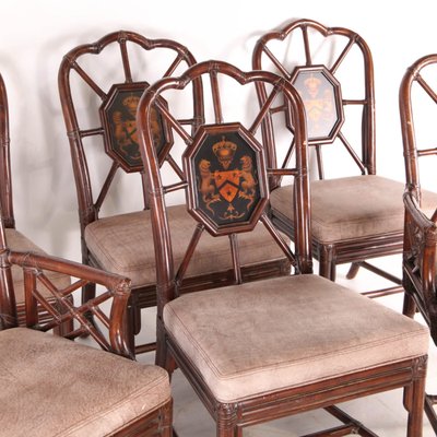 Vintage Rattan Armchairs and Side Chairs, 1970s, Set of 6-DSC-2028004